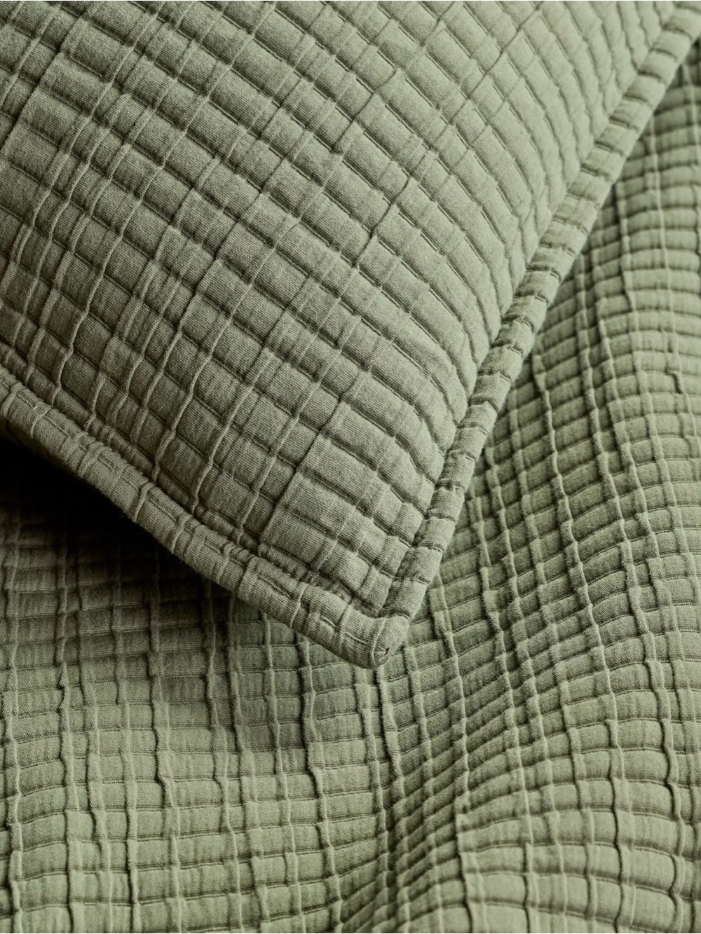 Quince Olive Ribbed Coverlet Set - Picture 3 of 5
